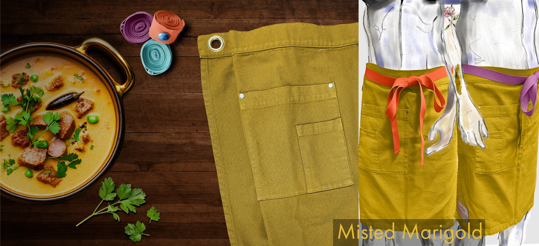 La Carpe Et Le Lapin Tablier Cuisine Taille Long Misted Marigold La Carpe Et Le Lapin Tablier Cuisine Taille Long Misted Marigold